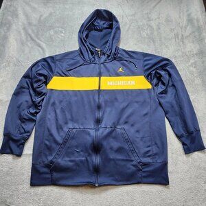 Jordan Michigan Wolverines Hoodie Full Zip Men's XL Navy Blue Basketball NCAA
